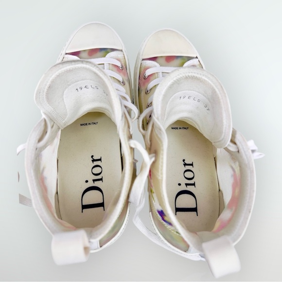 Christian Dior Technical Neutral Canvas Flower Unisex B23 High Top Sneakers - 37 - Picture 7 of 10